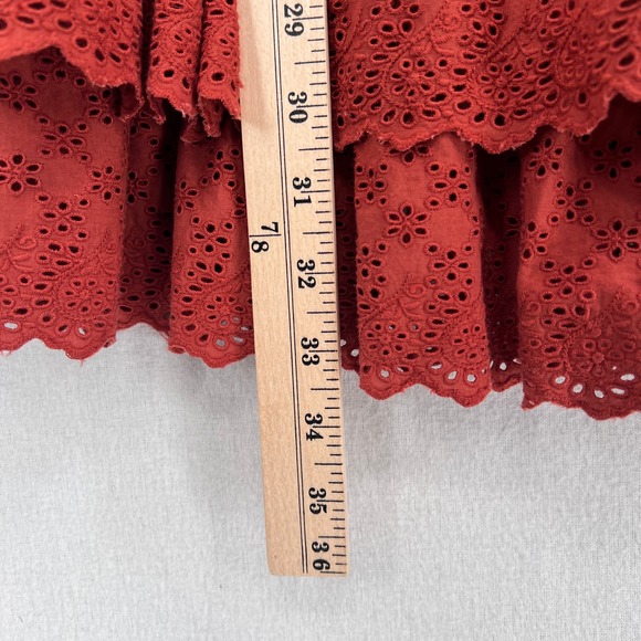 ULLA JOHNSON Dress Womens 2 Umber Red Josette Broderie Anglaise Eyelet Cotton - Picture 16 of 16